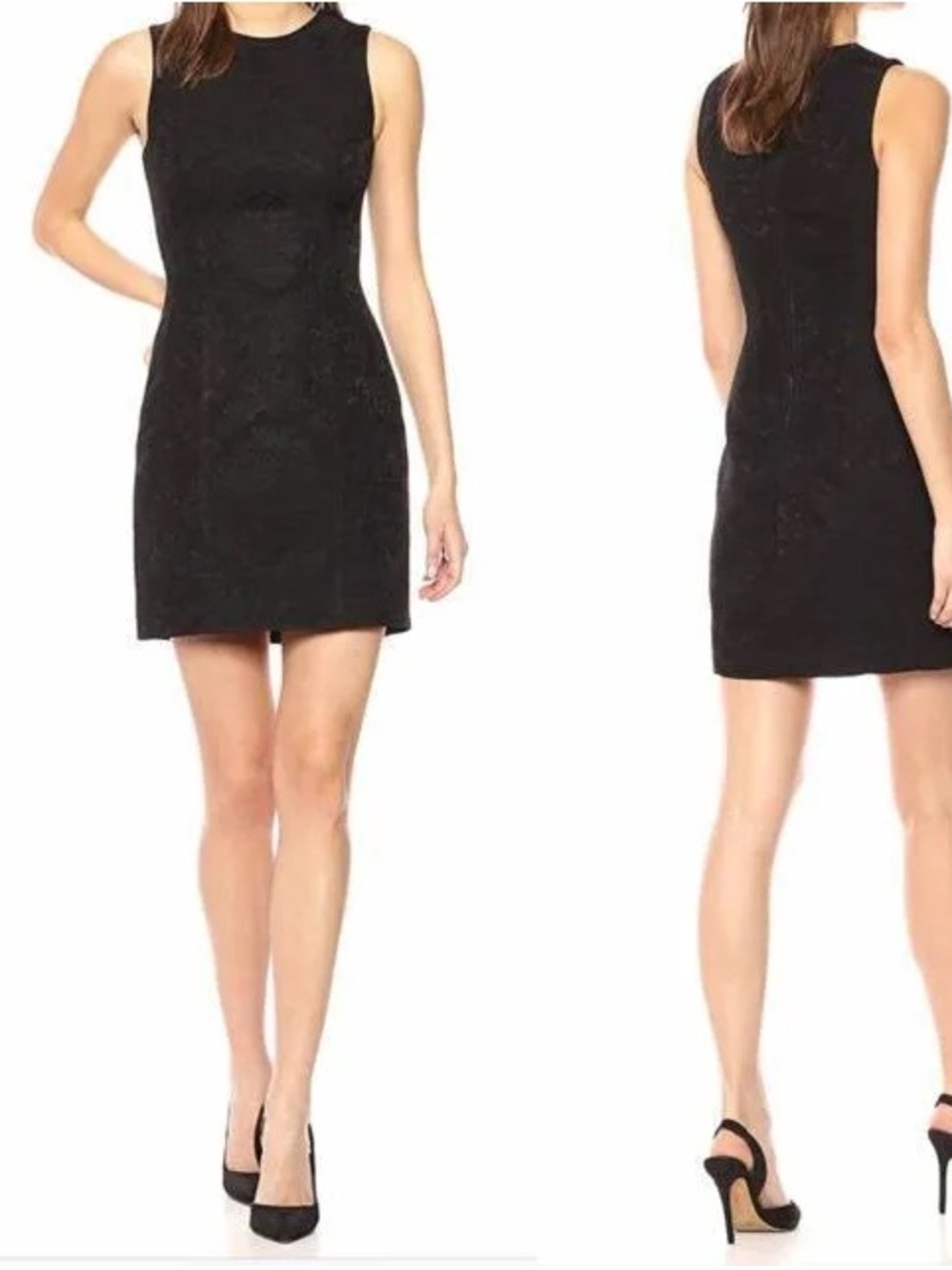 Theory Black Baroque Jacquard Sleeveless Hourglass Mini Dress